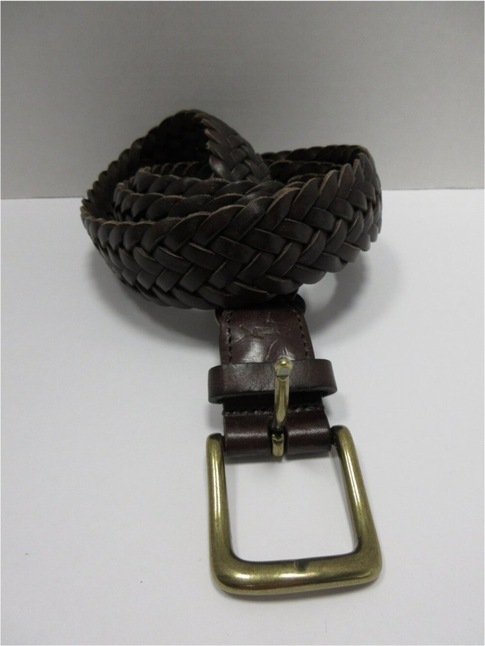Polo Ralph Lauren Belt 42 Leather Braided Woven Brass Buckle Classic *